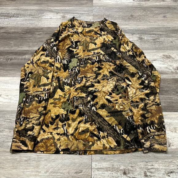 Vintage Jerzees Mossy Oak Forest Floor Camo Tan Green XL Hunting Outdoor Shirt - Picture 2 of 9